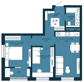 Квартира 58 м², 2-комнатная - изображение 2