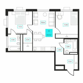 Квартира 64 м², 2-комнатная - изображение 1
