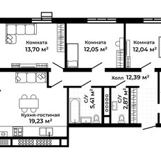 Квартира 88,1 м², 3-комнатная - изображение 2