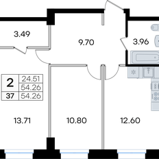 Квартира 54,3 м², 2-комнатная - изображение 3