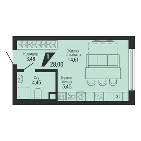 Квартира 28 м², 1-комнатная - изображение 1