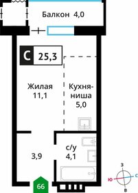 Квартира 25,3 м², студия - изображение 1