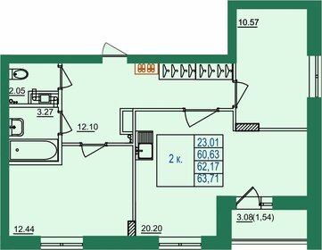 Квартира 62,2 м², 2-комнатная - изображение 1