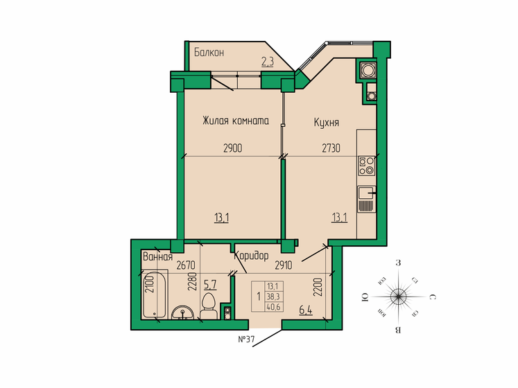 45 м², 1-комнатная квартира 6 550 000 ₽ - изображение 70