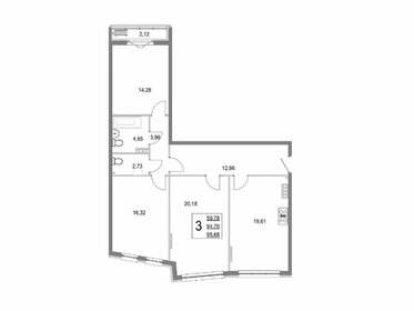 Квартира 95,5 м², 3-комнатная - изображение 1