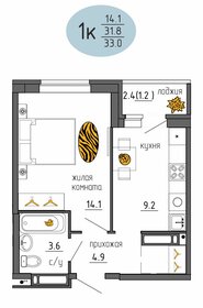 Квартира 33 м², 1-комнатная - изображение 1