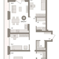 Квартира 104 м², 3-комнатная - изображение 3