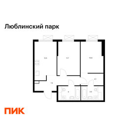 Квартира 54,1 м², 2-комнатная - изображение 1