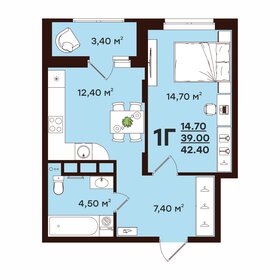 Квартира 42,4 м², 1-комнатная - изображение 1