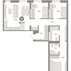 Квартира 95,5 м², 3-комнатная - изображение 3