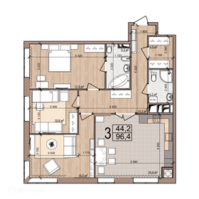 Квартира 96,4 м², 3-комнатная - изображение 1