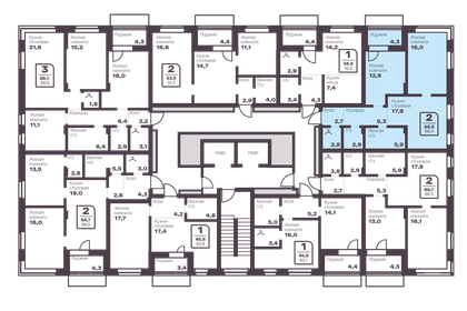 Квартира 66,4 м², 2-комнатная - изображение 2