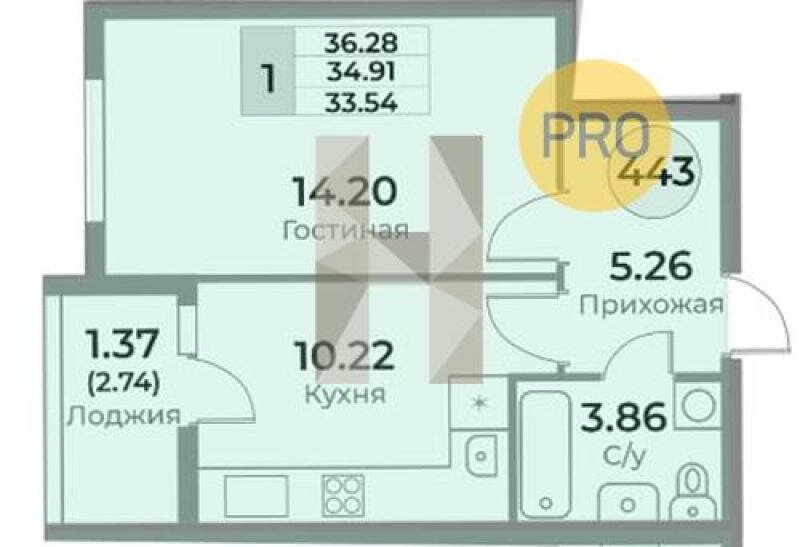 35,1 м², 1-комнатная квартира 6 309 000 ₽ - изображение 57