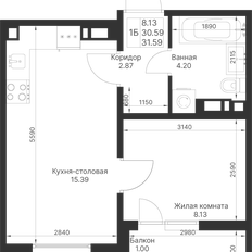 Квартира 31,6 м², 1-комнатная - изображение 2