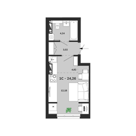 Квартира 24,3 м², 1-комнатная - изображение 1