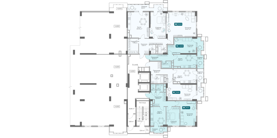 57,5 м², 2-комнатная квартира 9 403 000 ₽ - изображение 17
