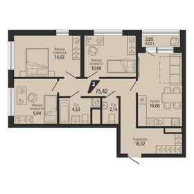 Квартира 75,4 м², 3-комнатная - изображение 1