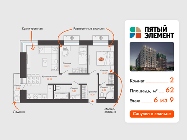 Квартира 62 м², 2-комнатная - изображение 1