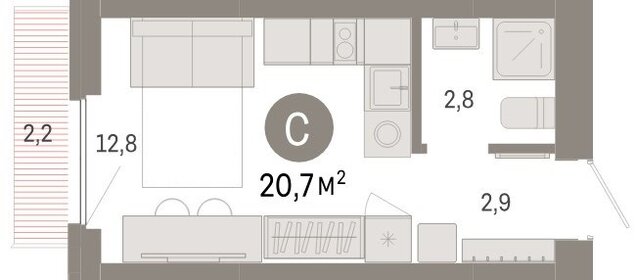 Квартира 21 м², студия - изображение 1