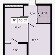 Квартира 35,6 м², 1-комнатная - изображение 2