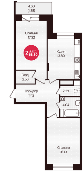 65,2 м², 2-комнатная квартира 10 150 000 ₽ - изображение 93
