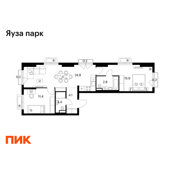 63,7 м², 2-комнатная квартира 11 300 000 ₽ - изображение 131