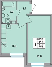 Квартира 37 м², 1-комнатная - изображение 1