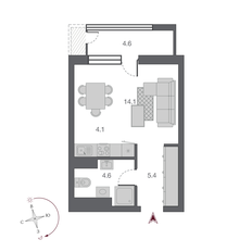 Квартира 28,2 м², студия - изображение 2