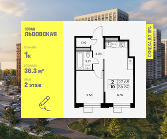 Квартира 36,3 м², 1-комнатная - изображение 1