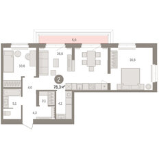 Квартира 78,3 м², 2-комнатная - изображение 3