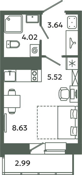 22,1 м², квартира-студия 4 914 989 ₽ - изображение 26