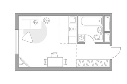 Квартира 23 м², студия - изображение 1
