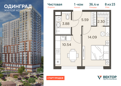 Квартира 36,4 м², 1-комнатная - изображение 1