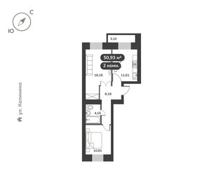 Квартира 50,9 м², 2-комнатная - изображение 1