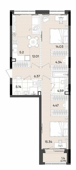 126,3 м², 4-комнатная квартира 17 300 000 ₽ - изображение 91