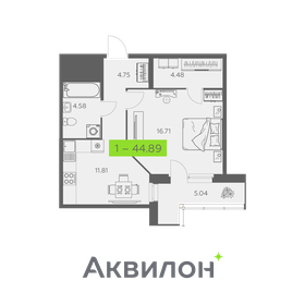 Квартира 44,9 м², 1-комнатная - изображение 1
