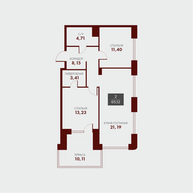 Квартира 65,1 м², 2-комнатная - изображение 1