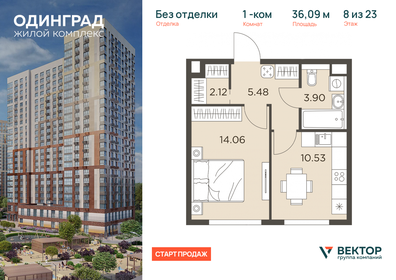 Квартира 36,1 м², 1-комнатная - изображение 1