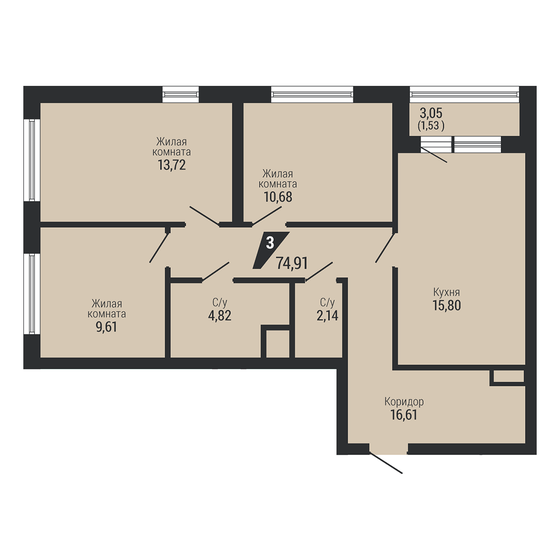 92,2 м², 4-комнатная квартира 12 450 000 ₽ - изображение 119
