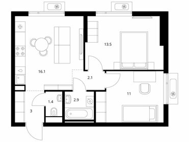 Квартира 50 м², 2-комнатная - изображение 1