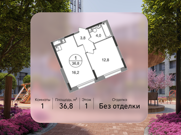 Квартира 36,8 м², 1-комнатная - изображение 1