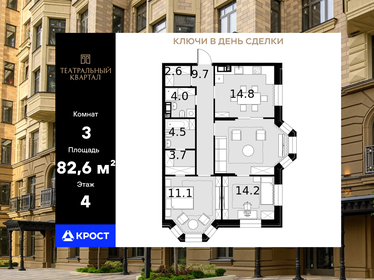 Квартира 82,6 м², 3-комнатная - изображение 1