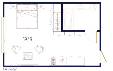 Квартира 43,4 м², студия - изображение 1