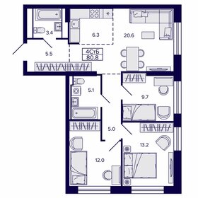 Квартира 80,8 м², 4-комнатная - изображение 1