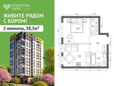 Квартира 38,3 м², 2-комнатная - изображение 1