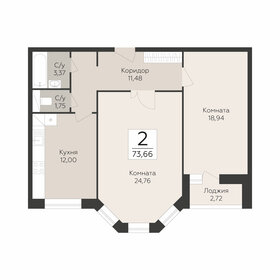 Квартира 73,7 м², 2-комнатная - изображение 2