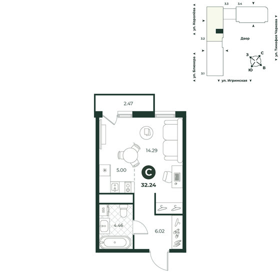 22 м², квартира-студия 3 600 000 ₽ - изображение 69