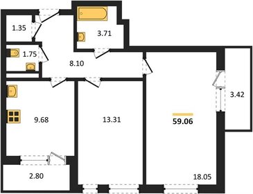 Квартира 59,1 м², 2-комнатная - изображение 1
