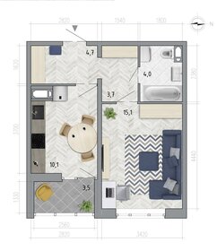 Квартира 39,4 м², 1-комнатная - изображение 1