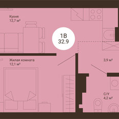 Квартира 32,9 м², 1-комнатная - изображение 2